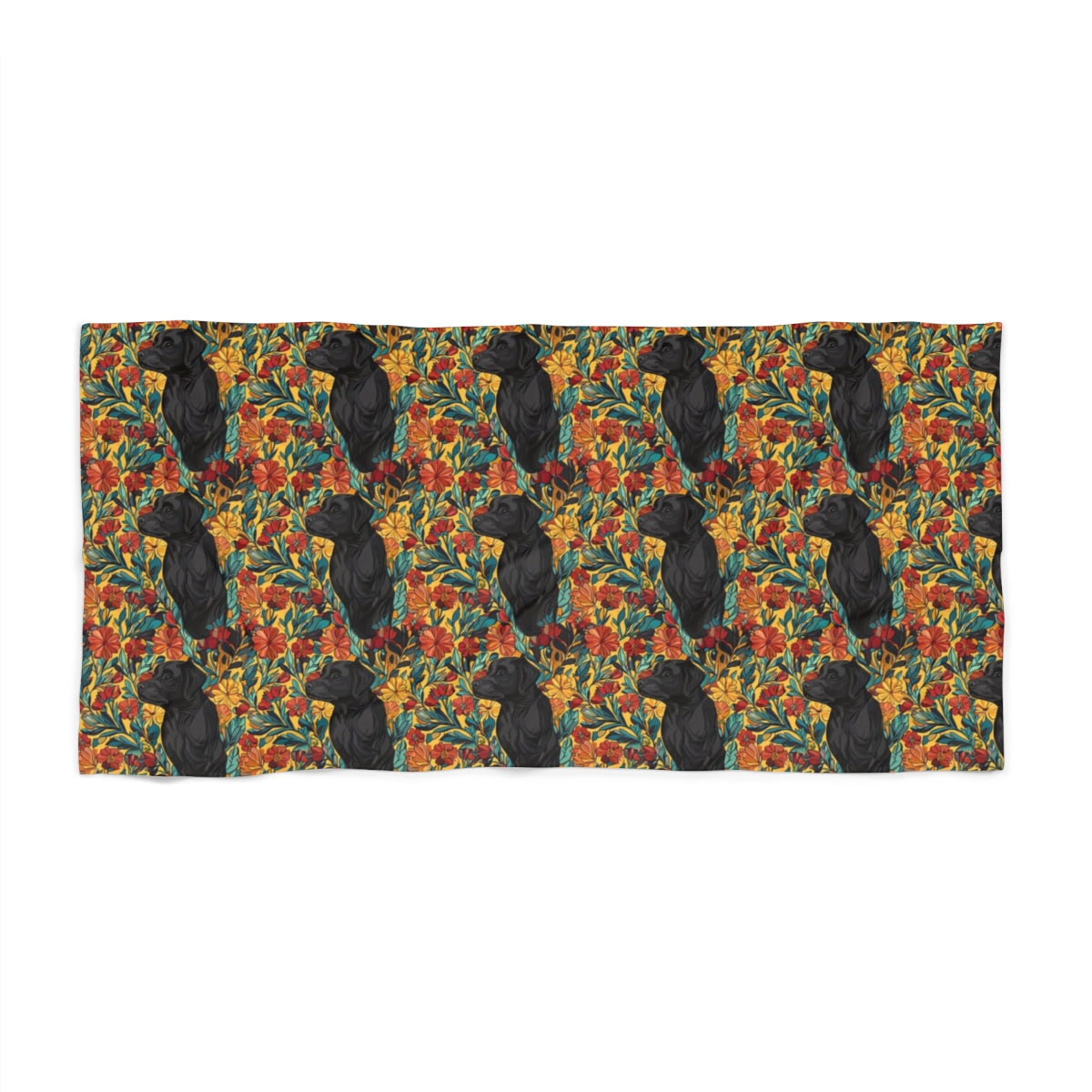 Autumn Bloom Labrador Beach Towel