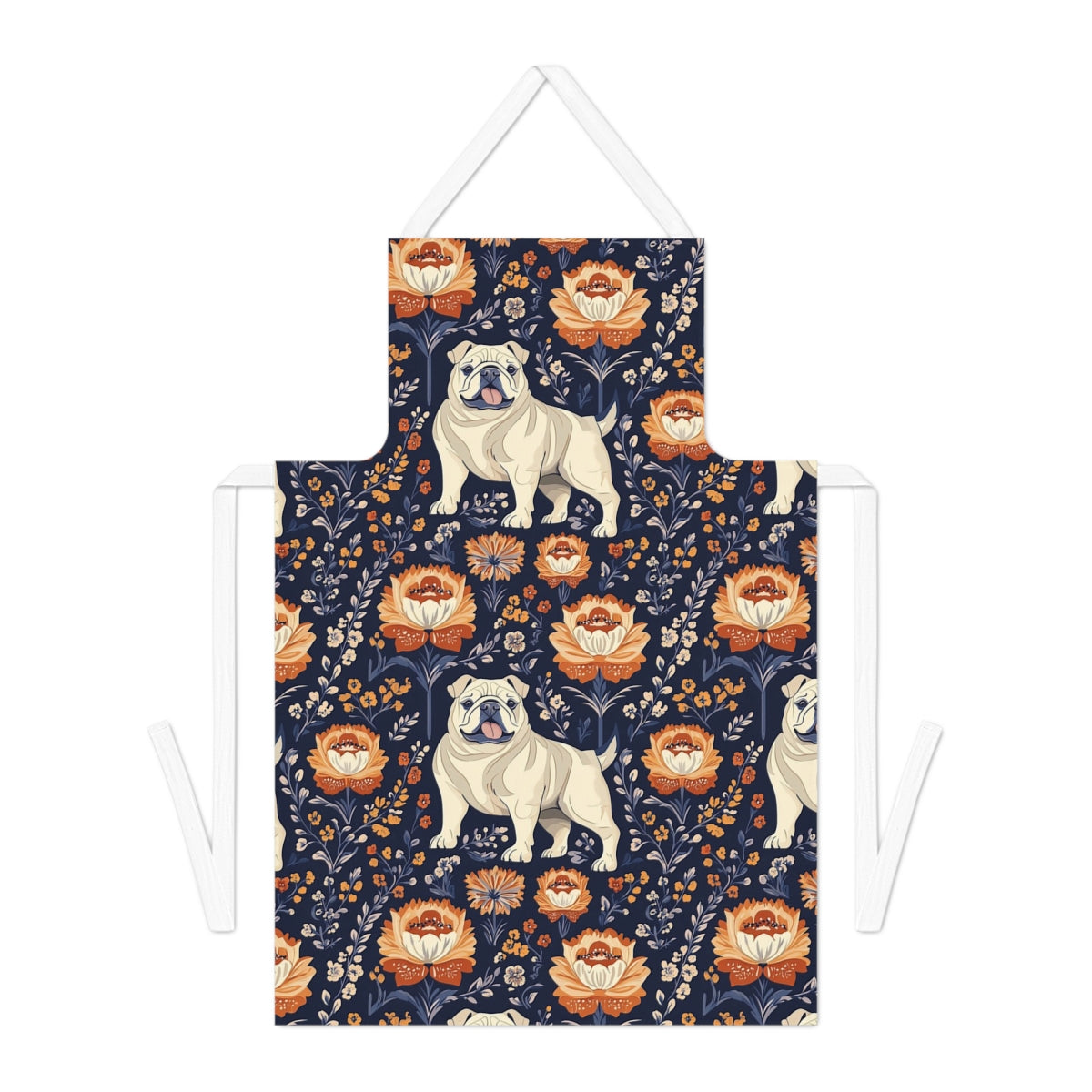Autumn Blooms English Bulldog Apron