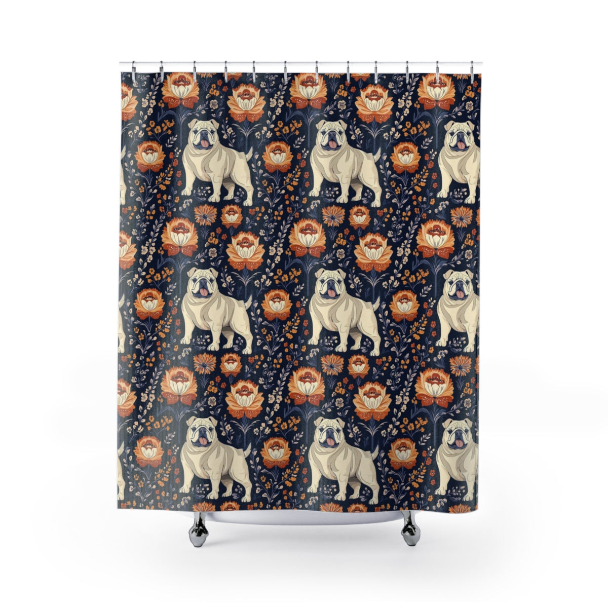 Autumn Blooms English Bulldog Shower Curtain