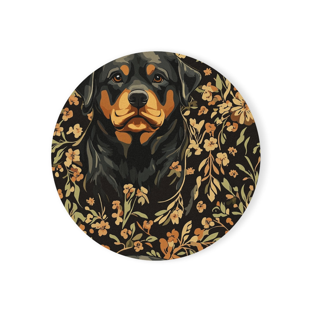 Autumn Blooms Rottweiler Coasters