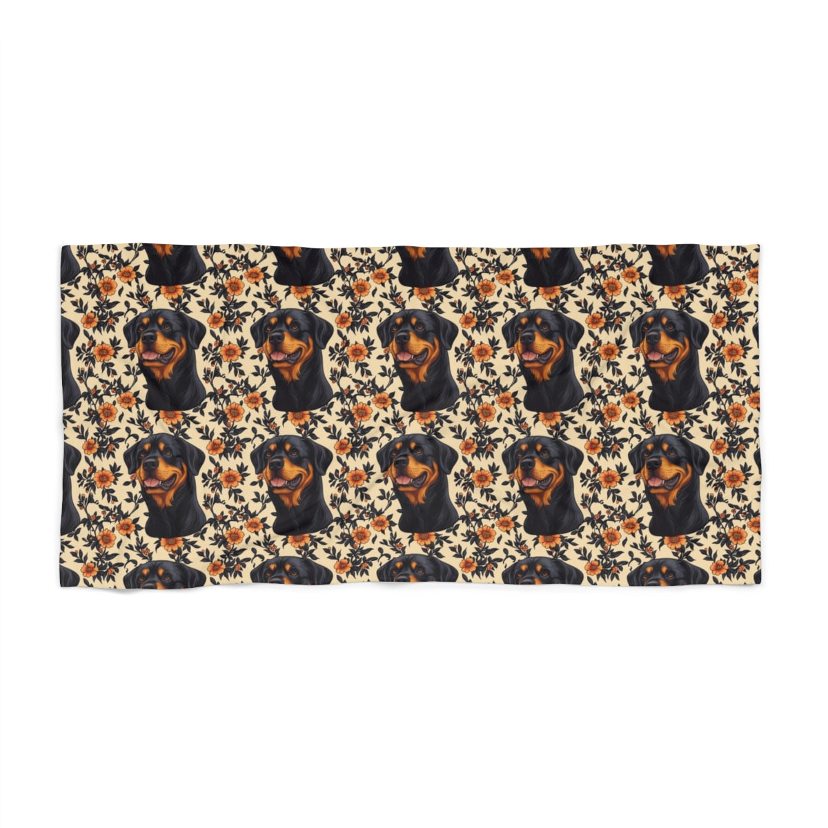 Autumn Garden Rottweilers Beach Towel