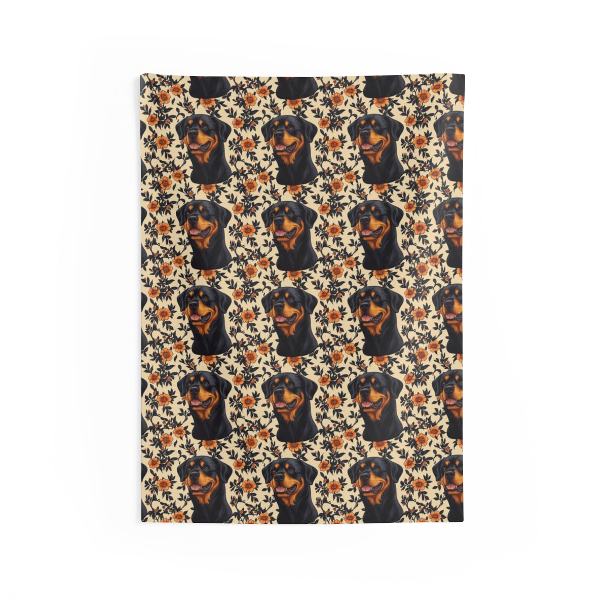 Autumn Garden Rottweilers Wall Tapestry