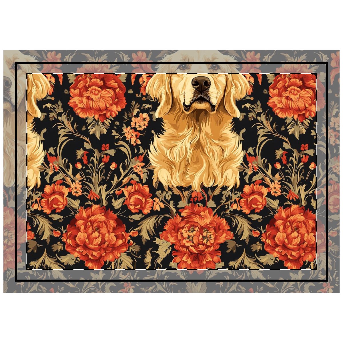 Baroque Bloom Goldens Throw Pillow