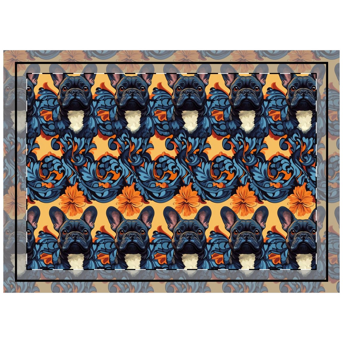 Baroque Waves Frenchies Throw Pillow