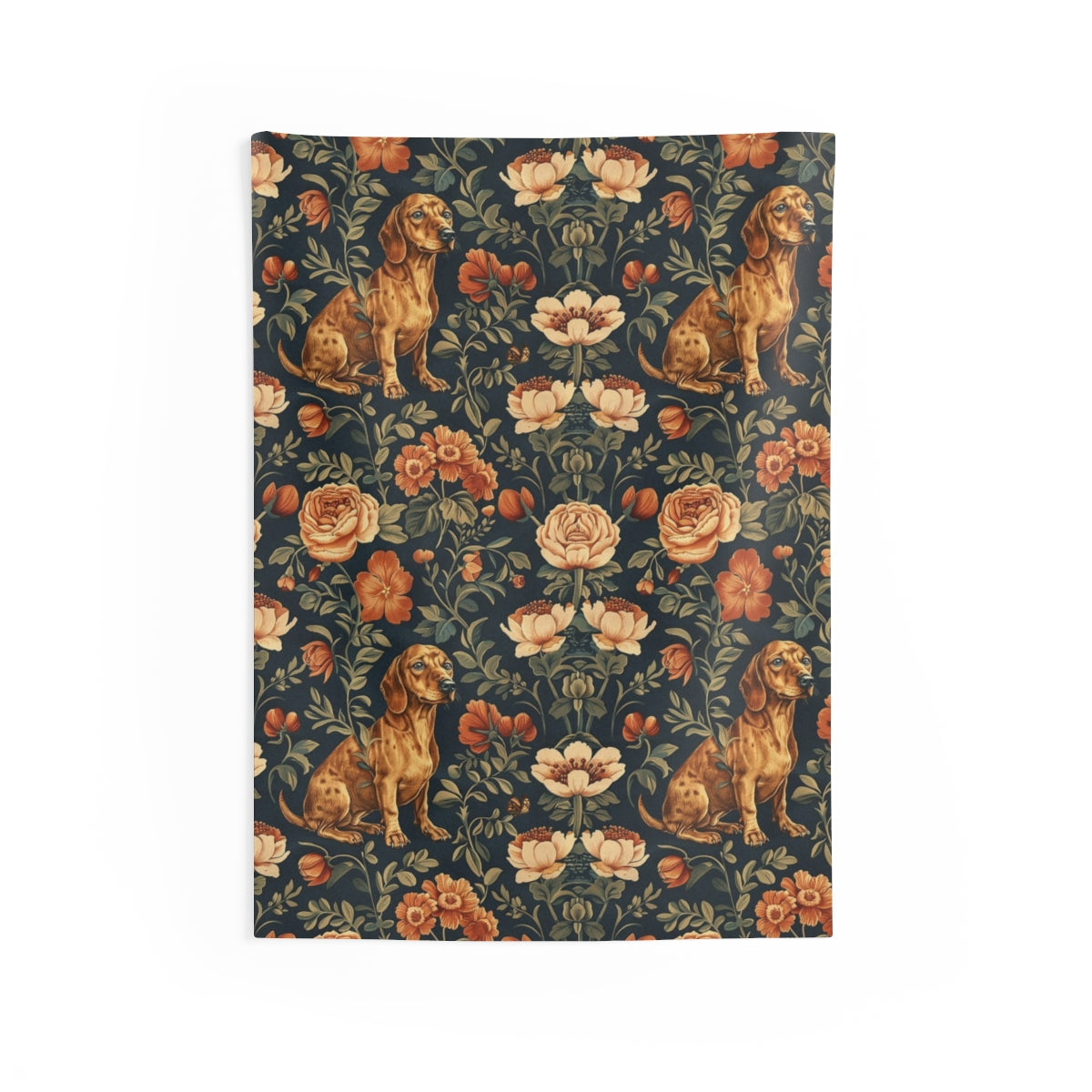 Botanical Tapestry Dachshunds Wall Tapestry