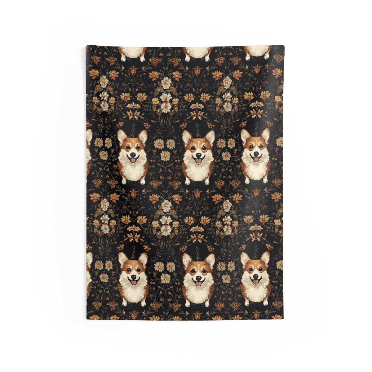 Charcoal Autumn Corgis Wall Tapestry