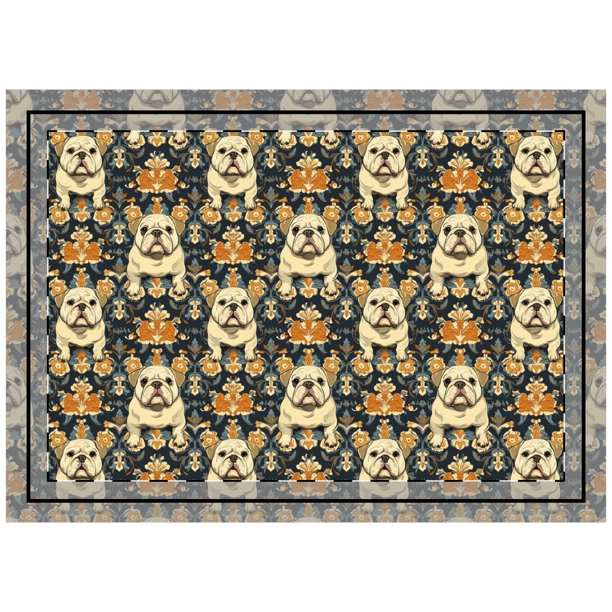 Charcoal Baroque Bulldogs Throw Pillow