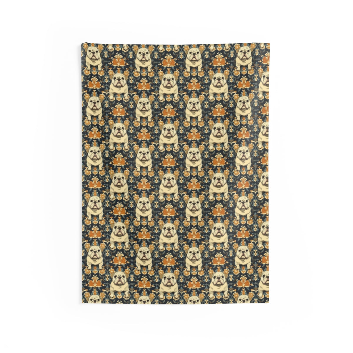 Charcoal Baroque Bulldogs Wall Tapestry