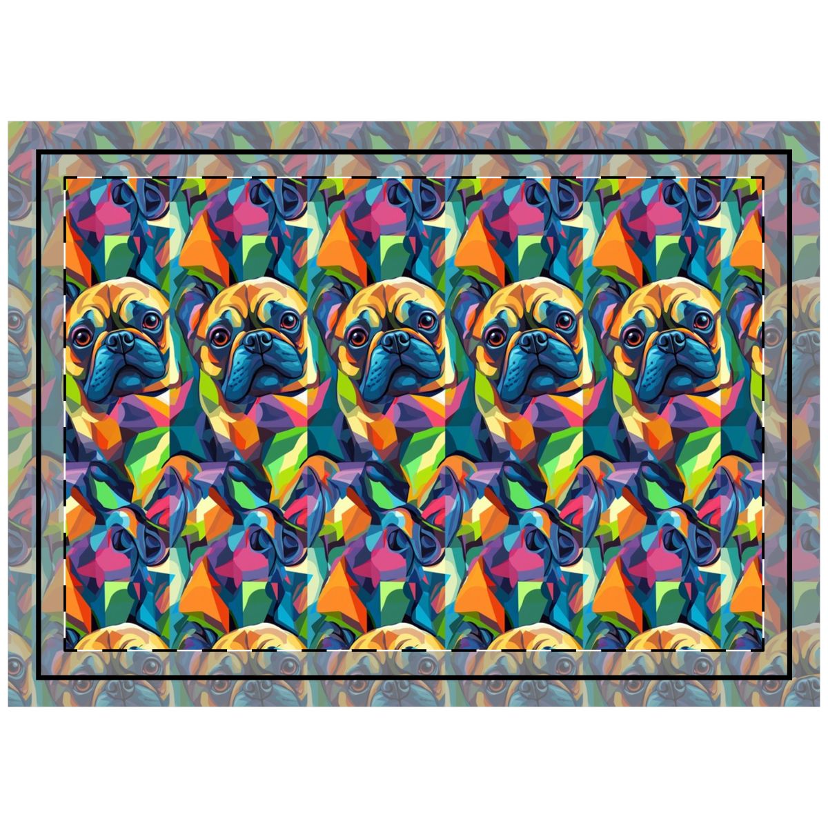 Electric Kaleidoscope Frenchies Throw Pillow