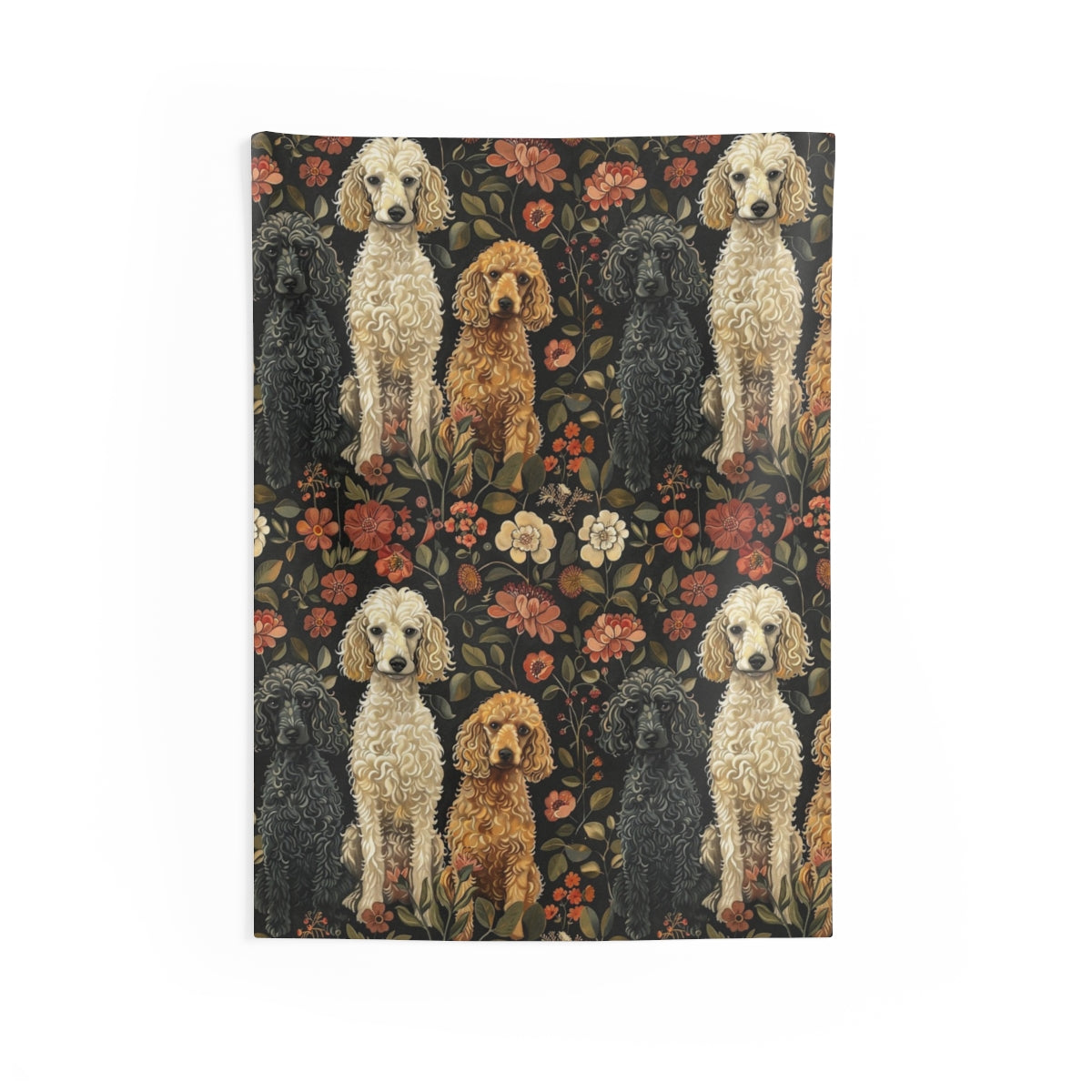 Enchanted Garden Poodles Wall Tapestry
