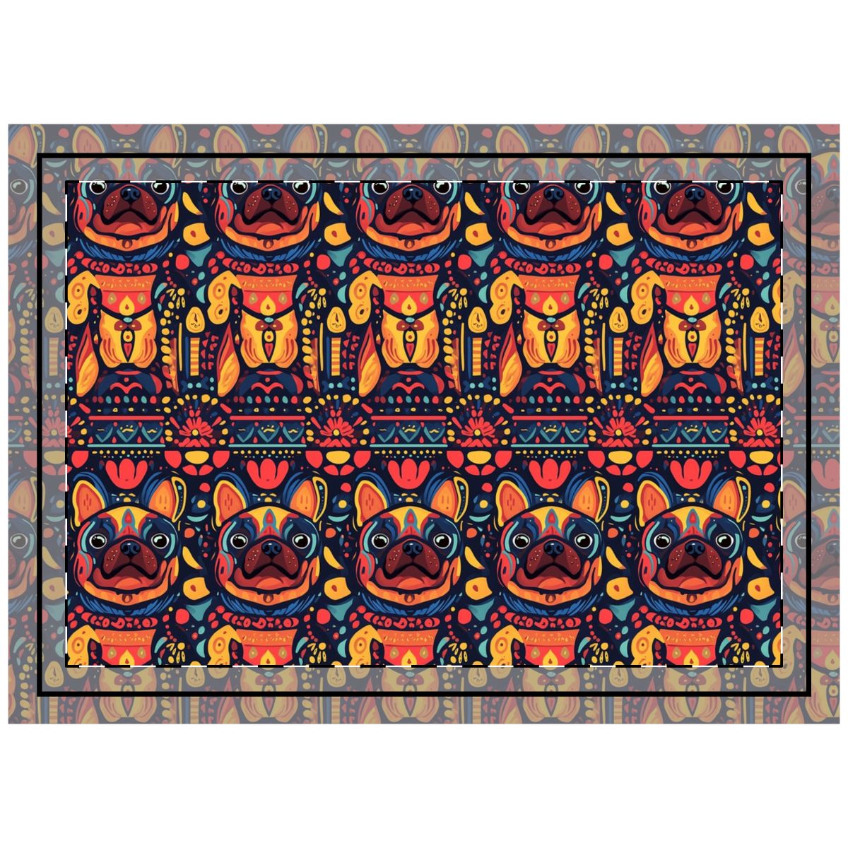 Fiesta Frenchies Throw Pillow