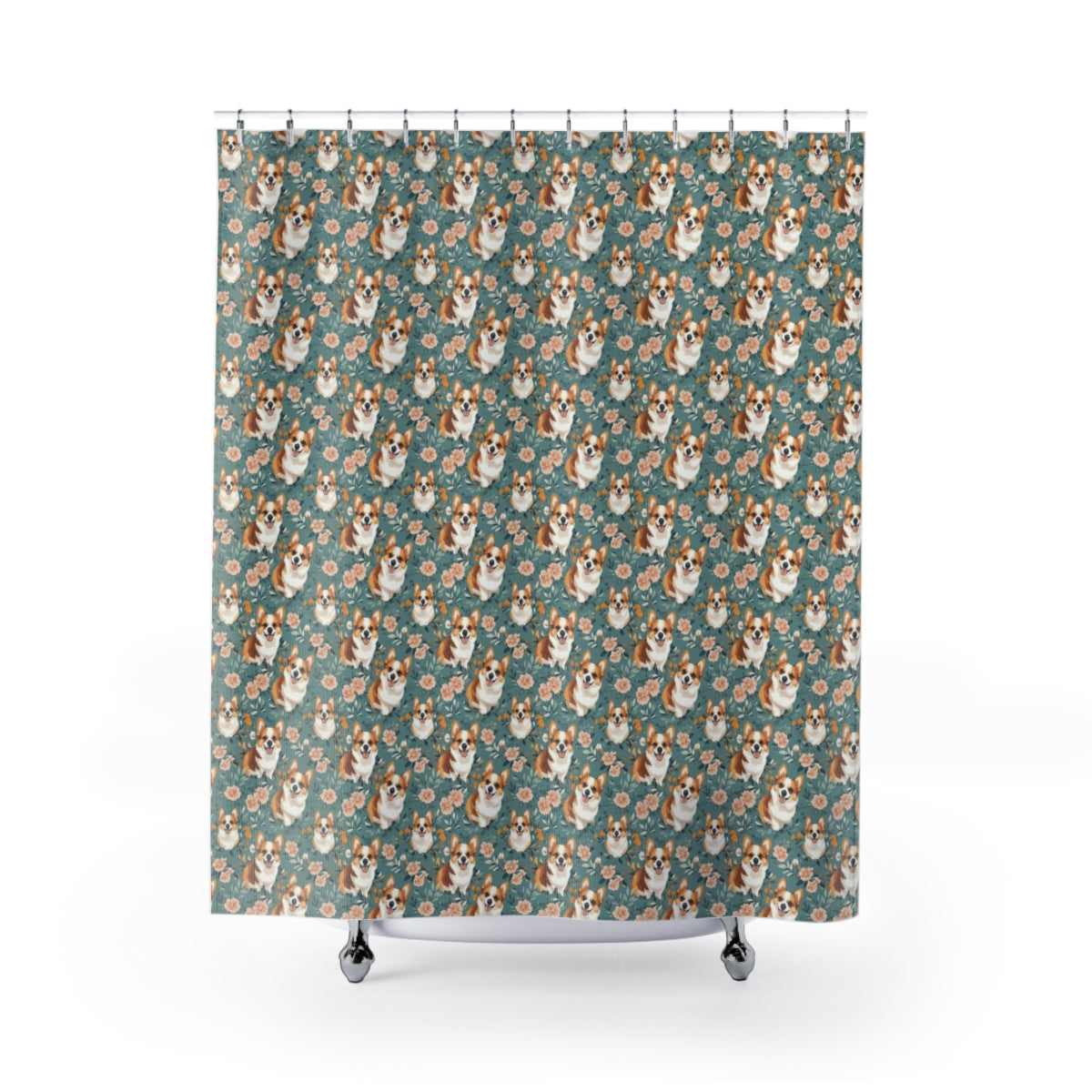 Garden Party Corgis Shower Curtain