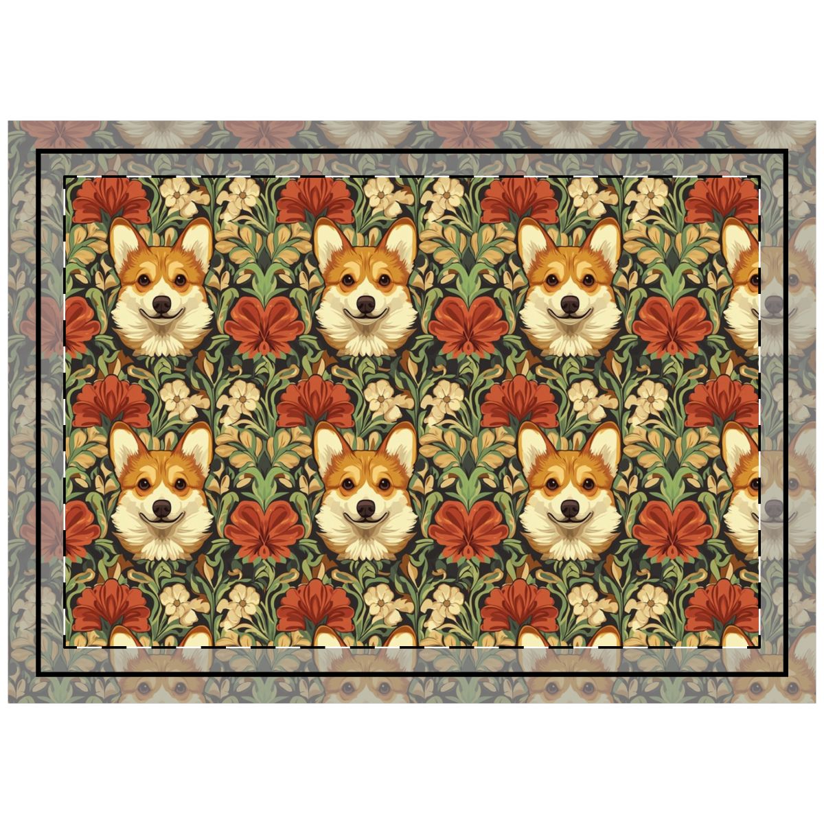 Garden Tapestry Corgis Throw Pillow