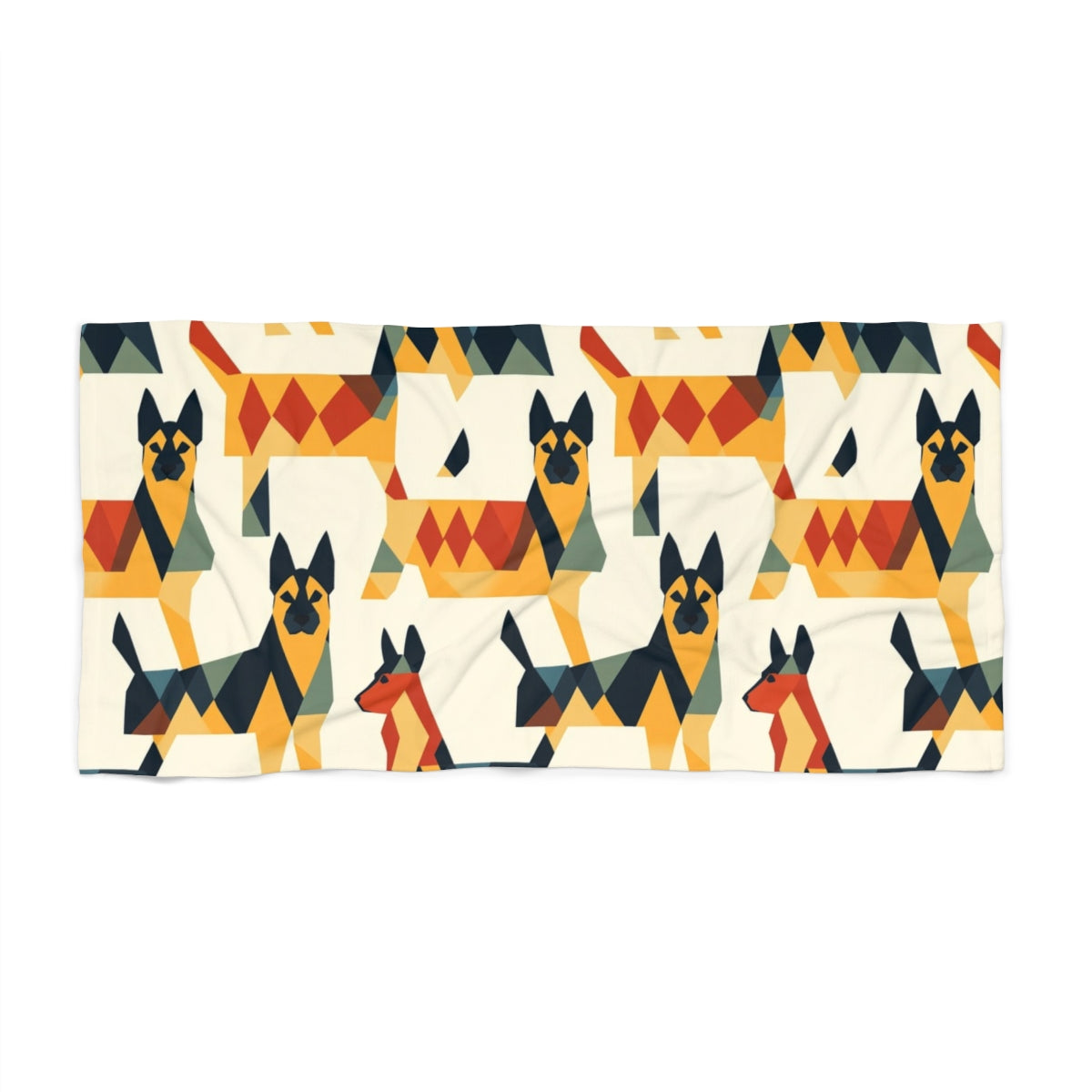Geometric Shepherd Mosaic Beach Towel