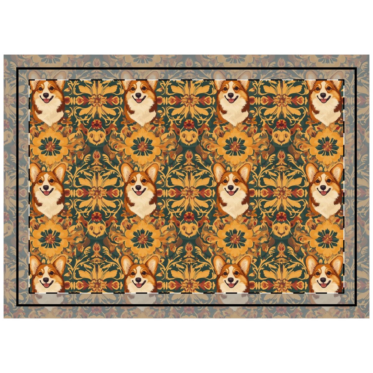 Gilded Autumn Corgis Throw Pillow
