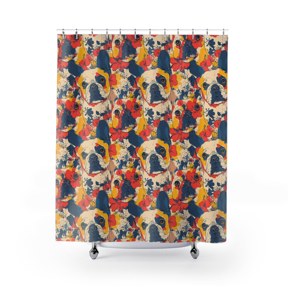 Hibiscus Haven Frenchies Shower Curtain