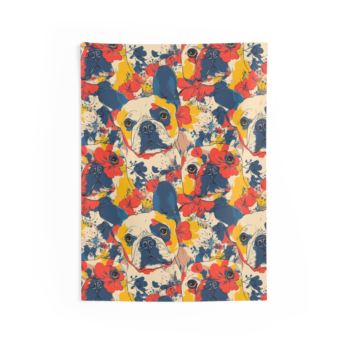 Hibiscus Haven Frenchies Wall Tapestry