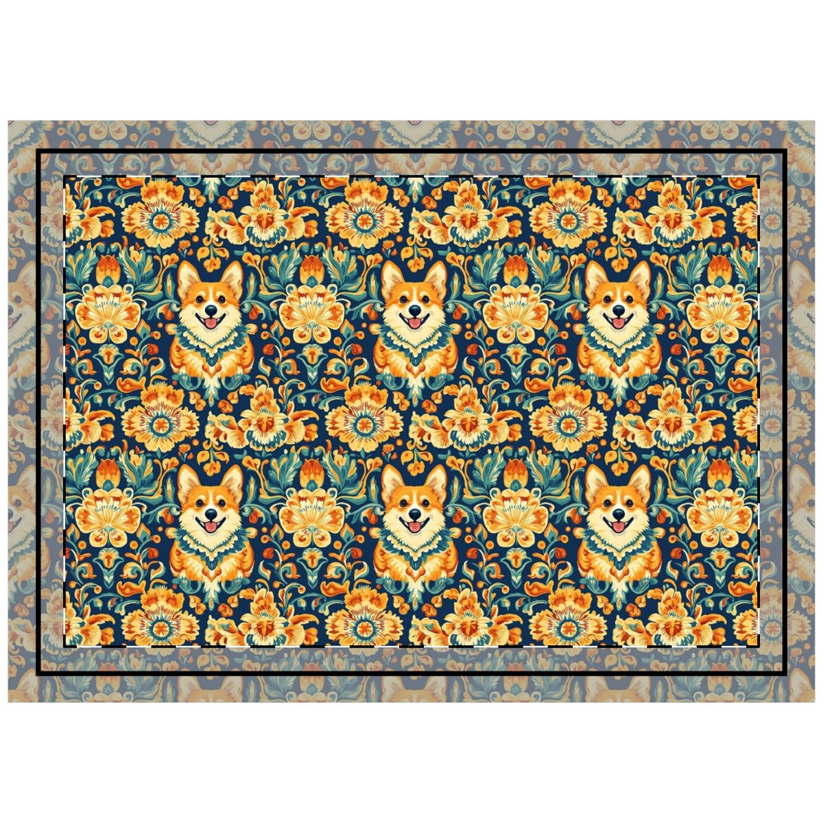 Imperial Brocade Corgis Throw Pillow