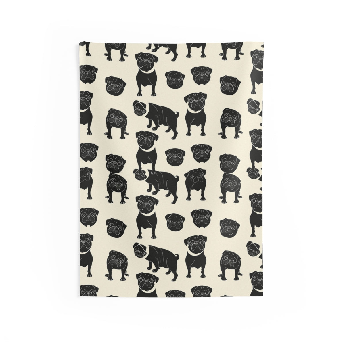 Linocut Pug Society Wall Tapestry