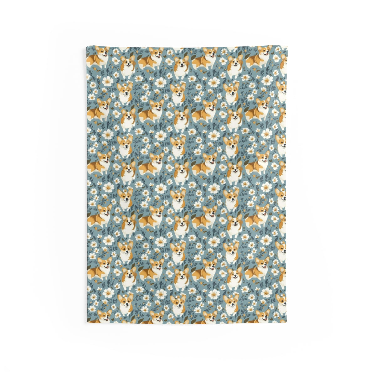 Meadow Bloom Corgis Wall Tapestry