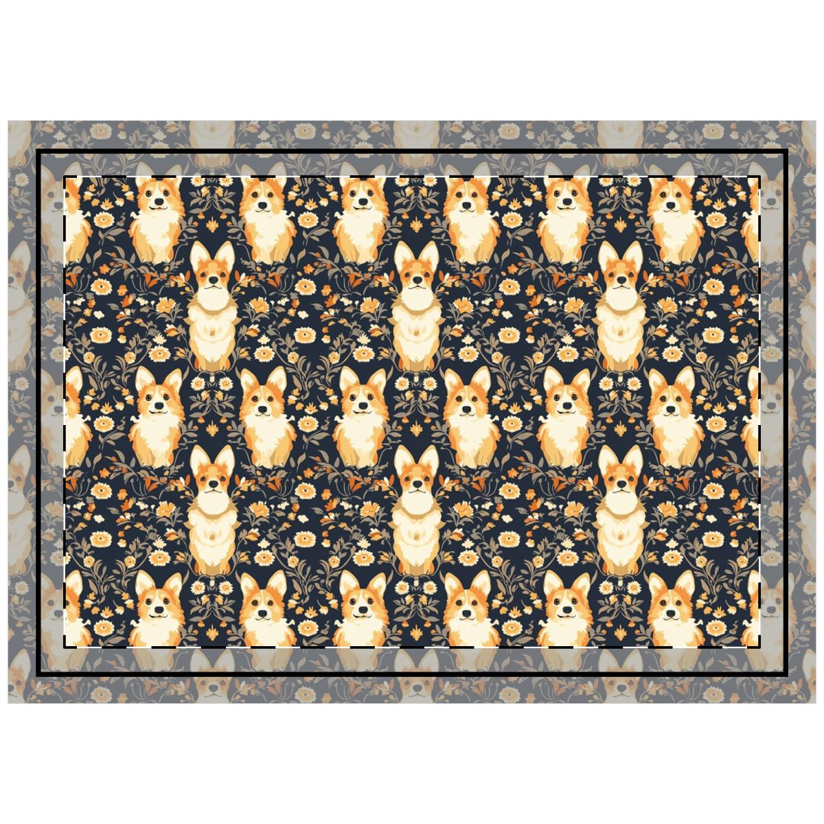 Midnight Autumn Corgis Throw Pillow