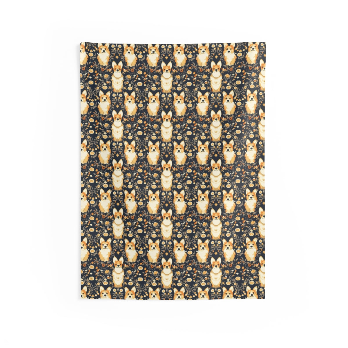 Midnight Autumn Corgis Wall Tapestry