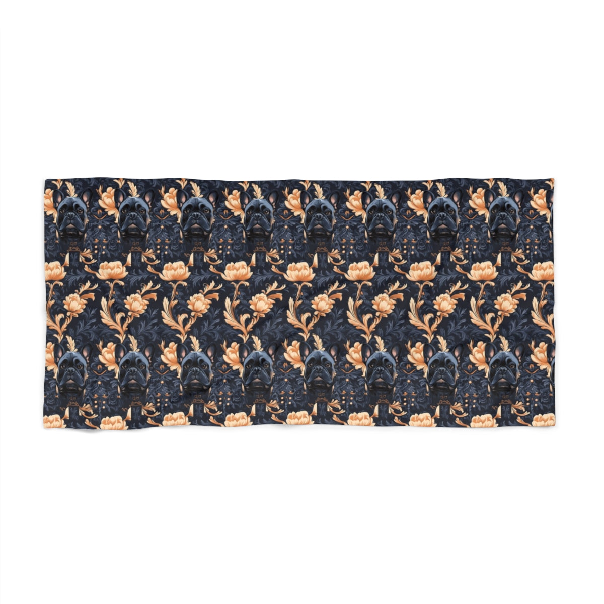 Midnight Frenchie Elegance Beach Towel