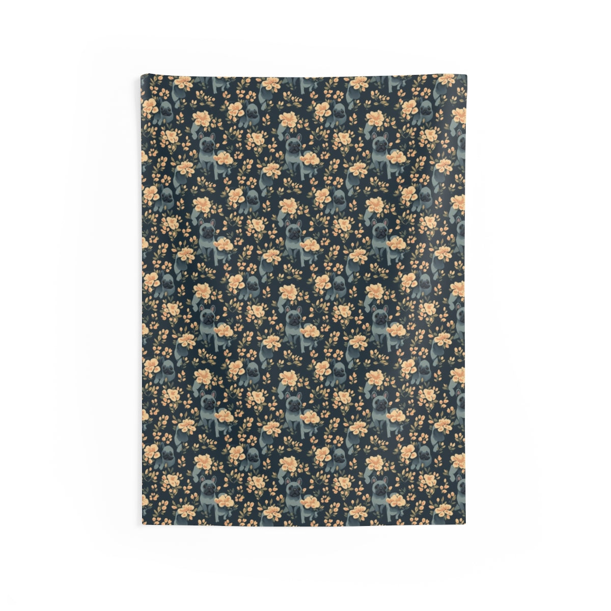 Moonlit Garden French Bulldogs Wall Tapestry