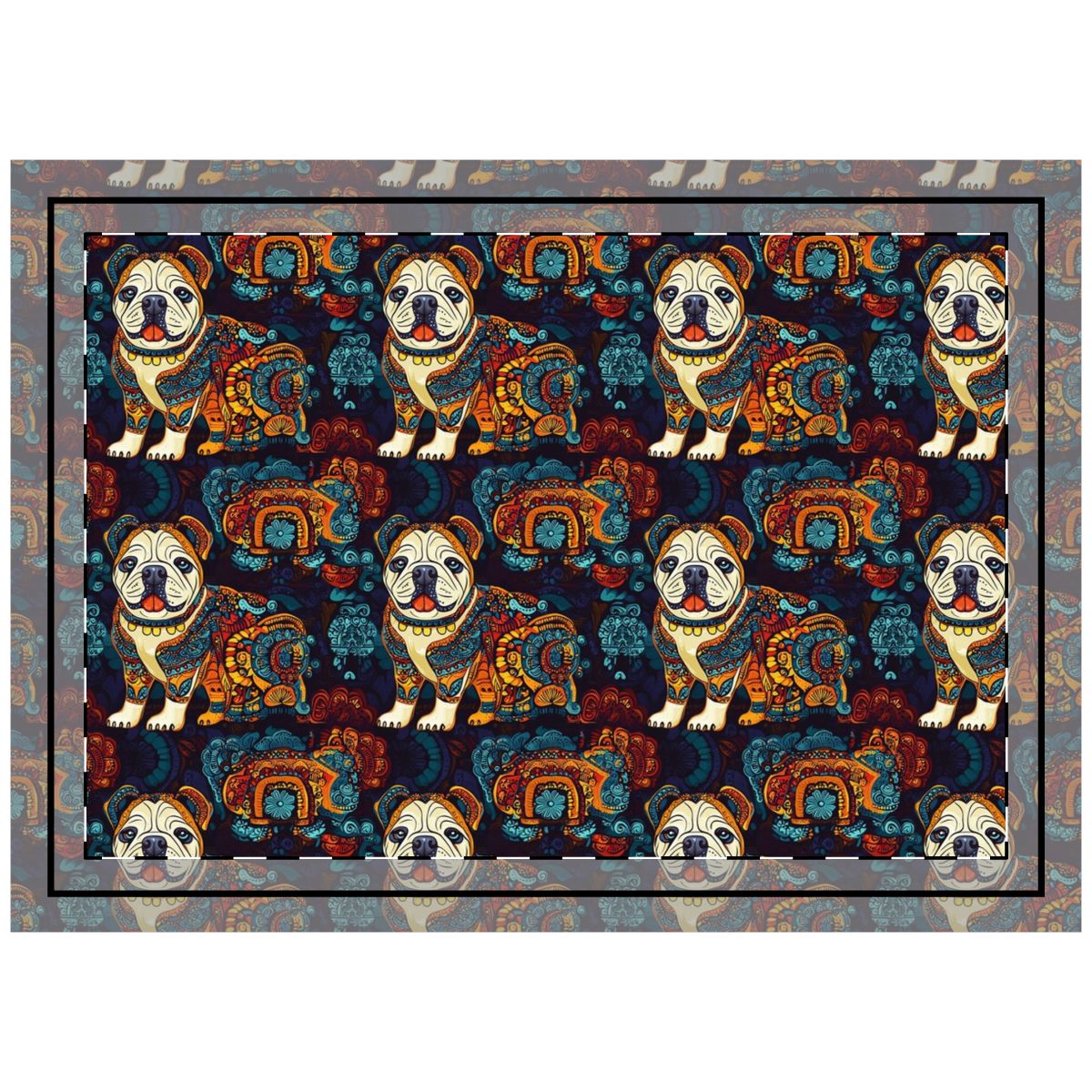 Mystic Mandala Bulldogs Throw Pillow