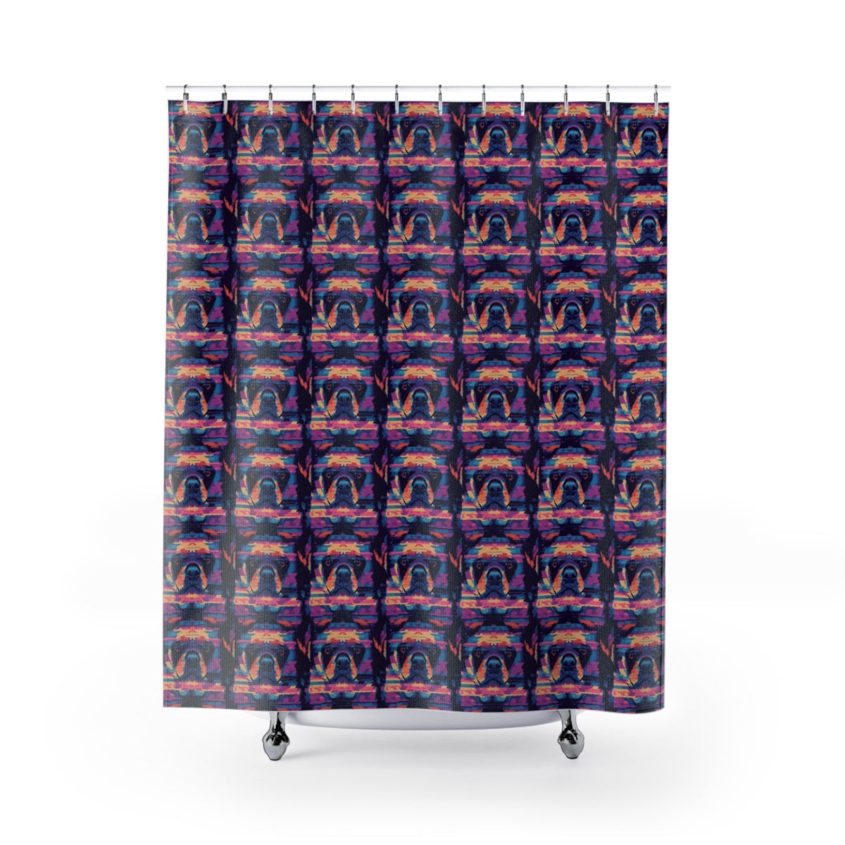 Neon Nostalgia Rottweiler Shower Curtain