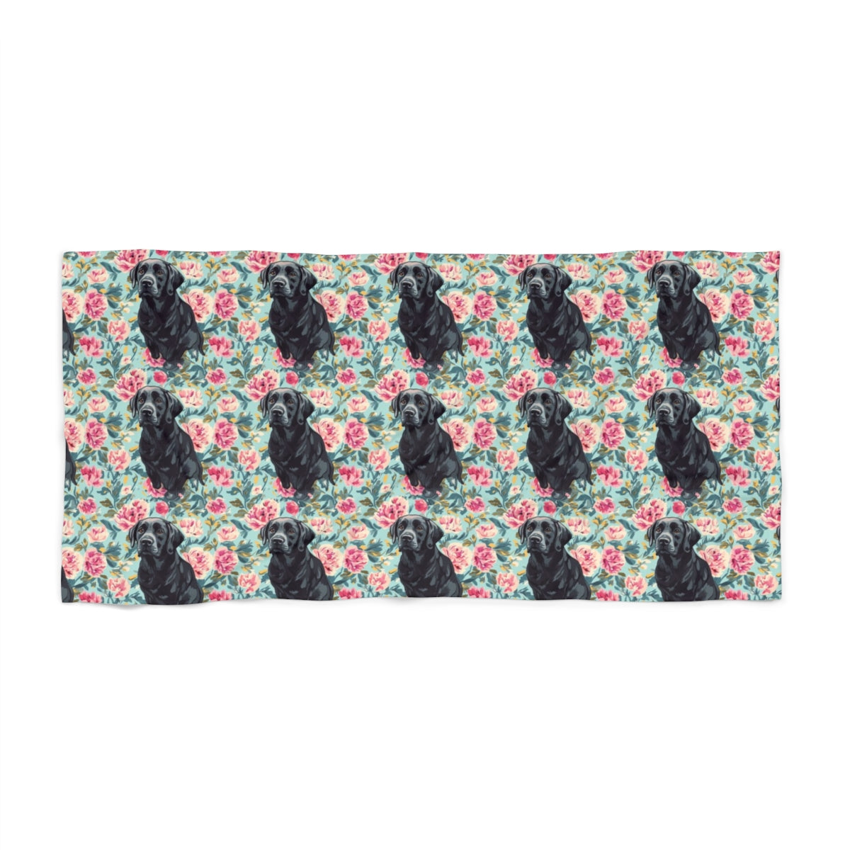 Peony Garden Labradors Beach Towel
