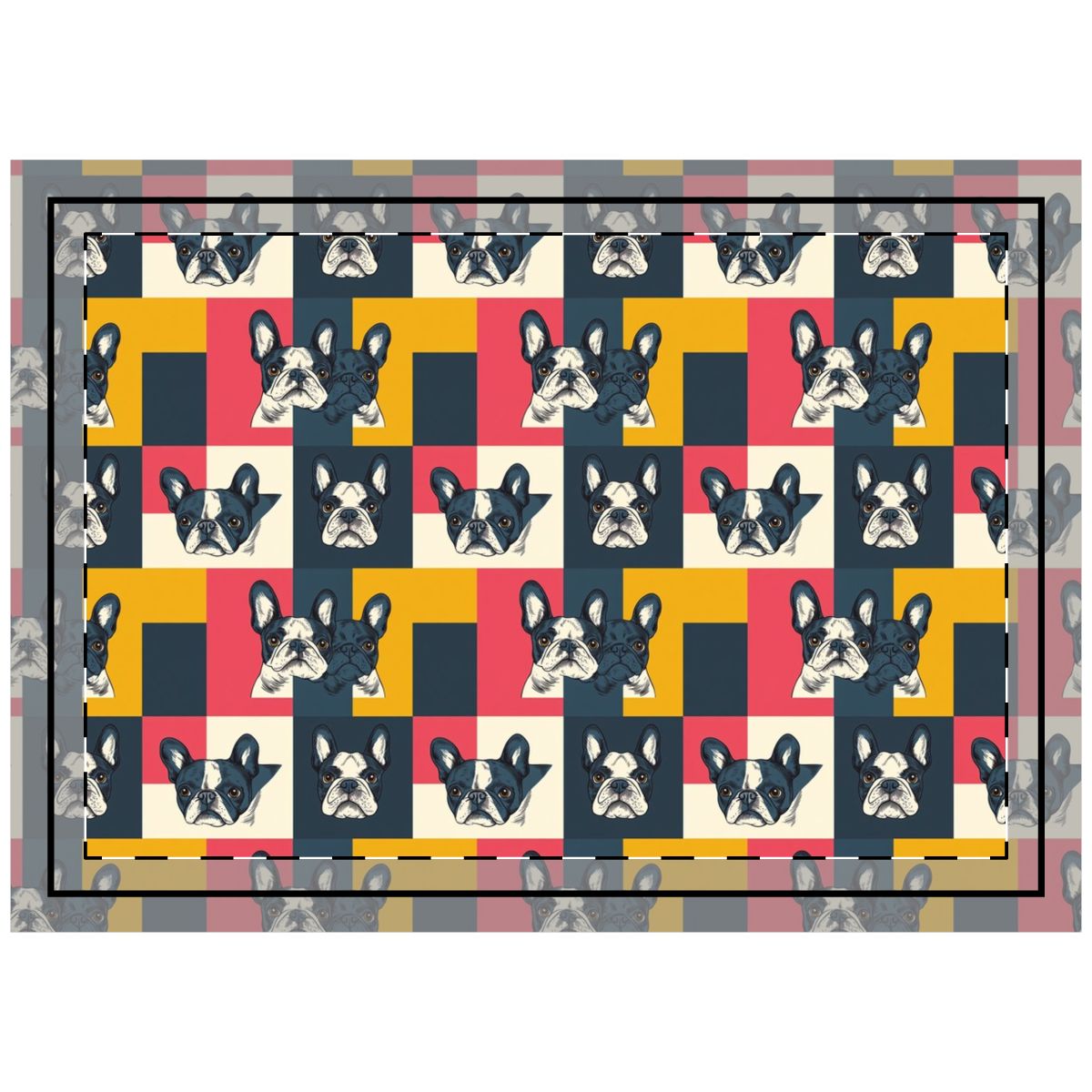 Pop Art Frenchie Block Throw Pillow
