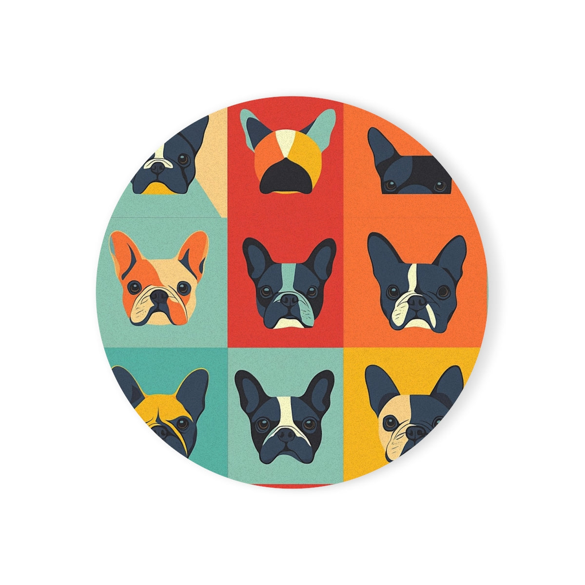 Rainbow Frenchie Grid Coasters