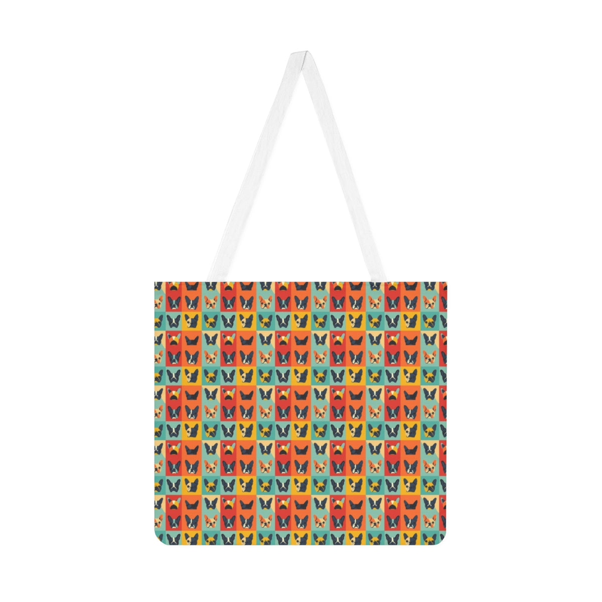 Rainbow Frenchie Grid Tote Bag