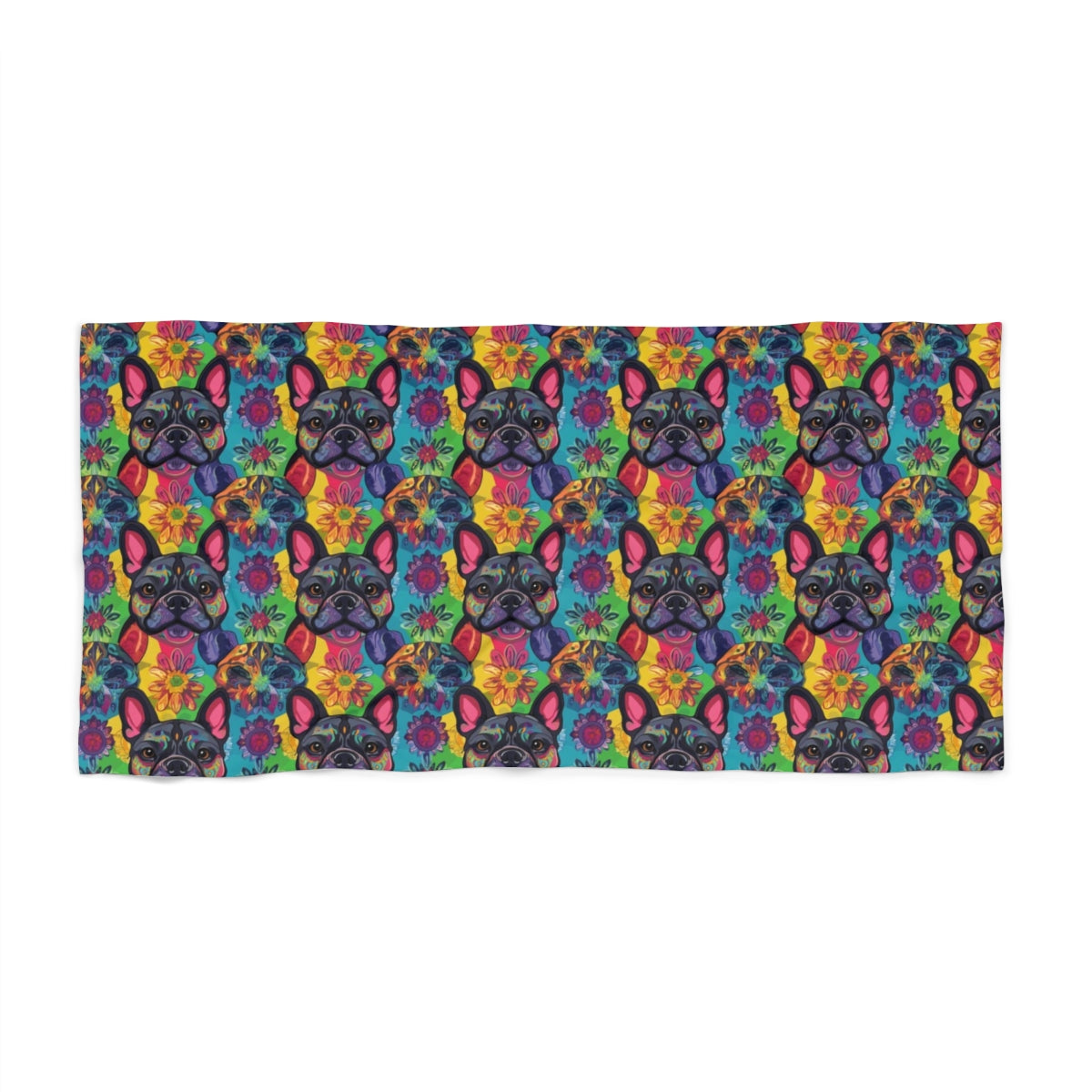 Rainbow Kaleidoscope Frenchies Beach Towel