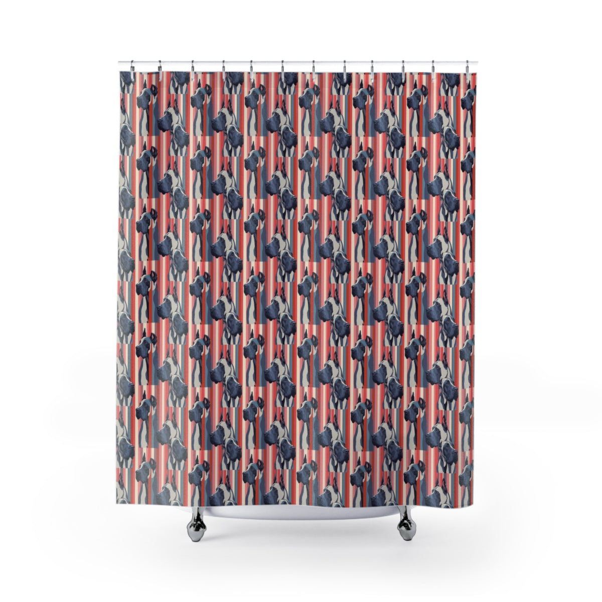 Retro Stripe Great Danes Shower Curtain