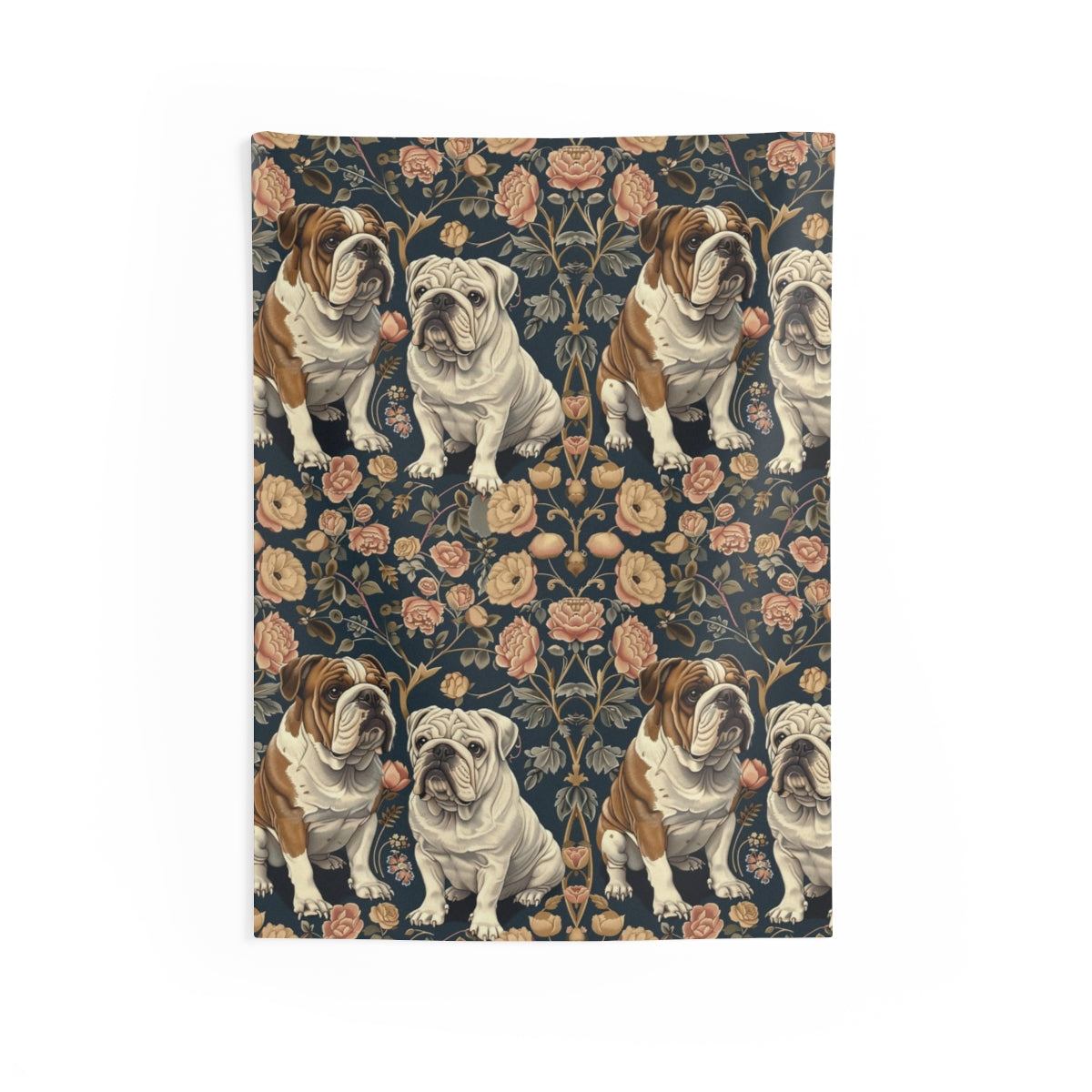 Royal Rose Garden Bulldogs Wall Tapestry