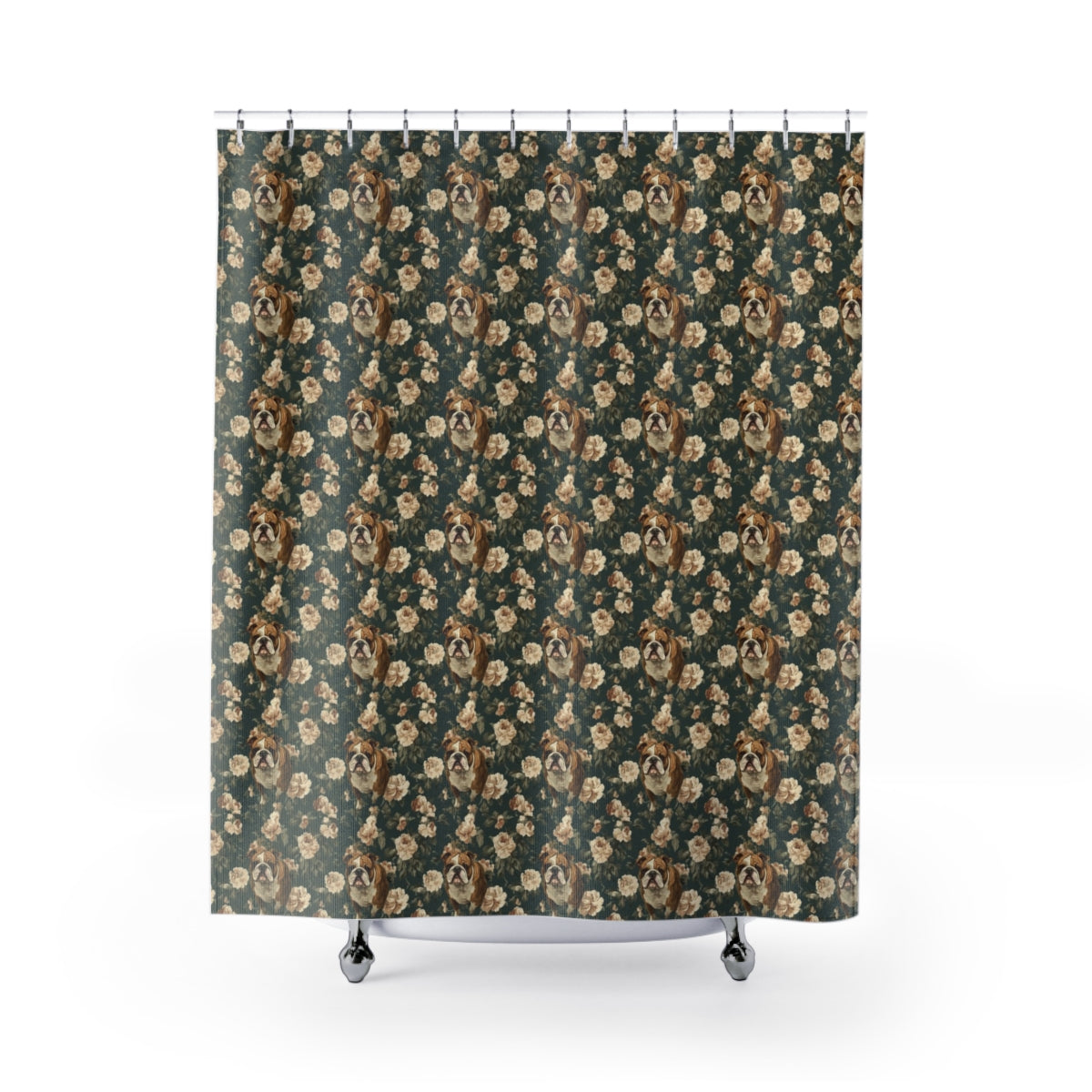 Teal Garden Bulldogs Shower Curtain