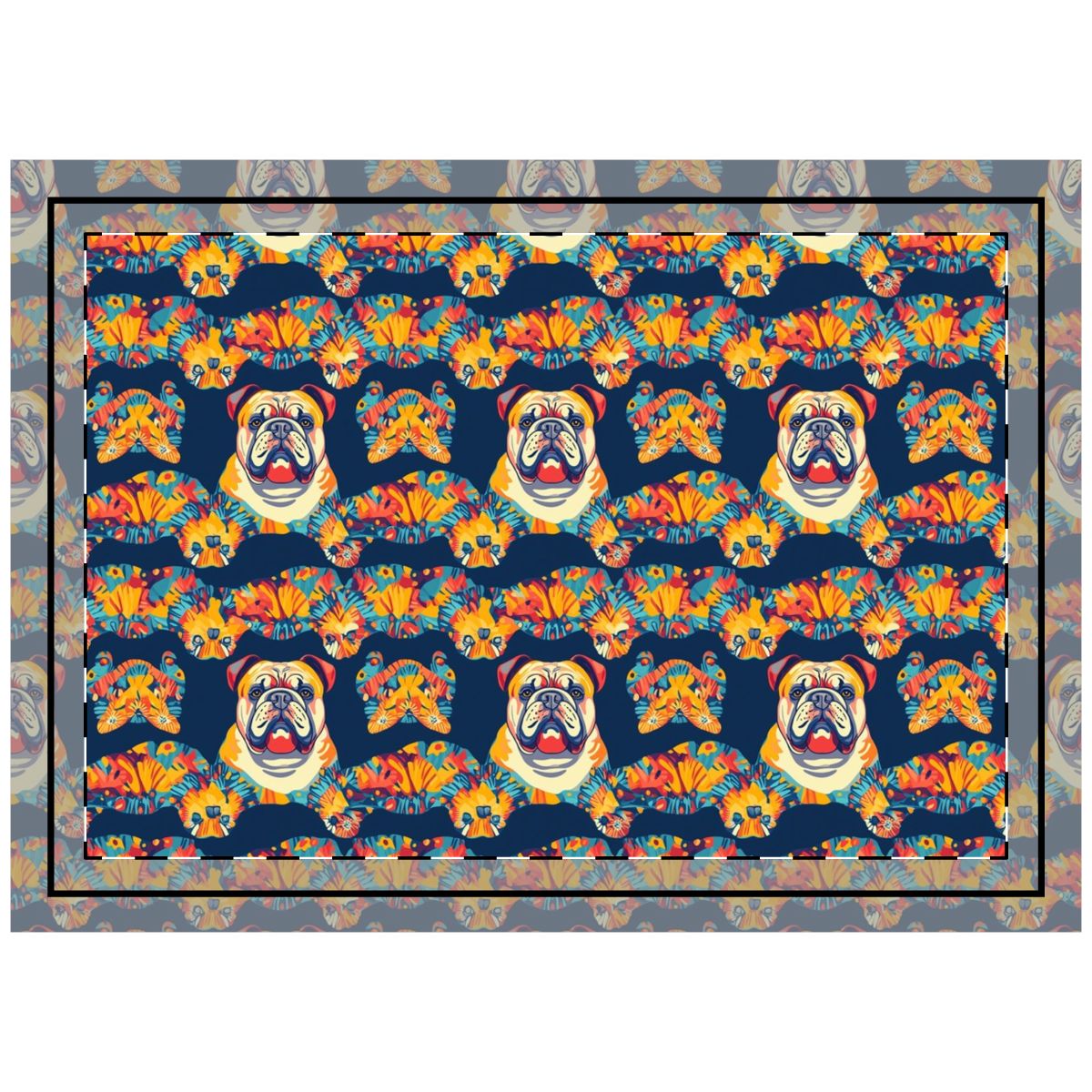 Tropical Bloom Bulldogs Throw Pillow