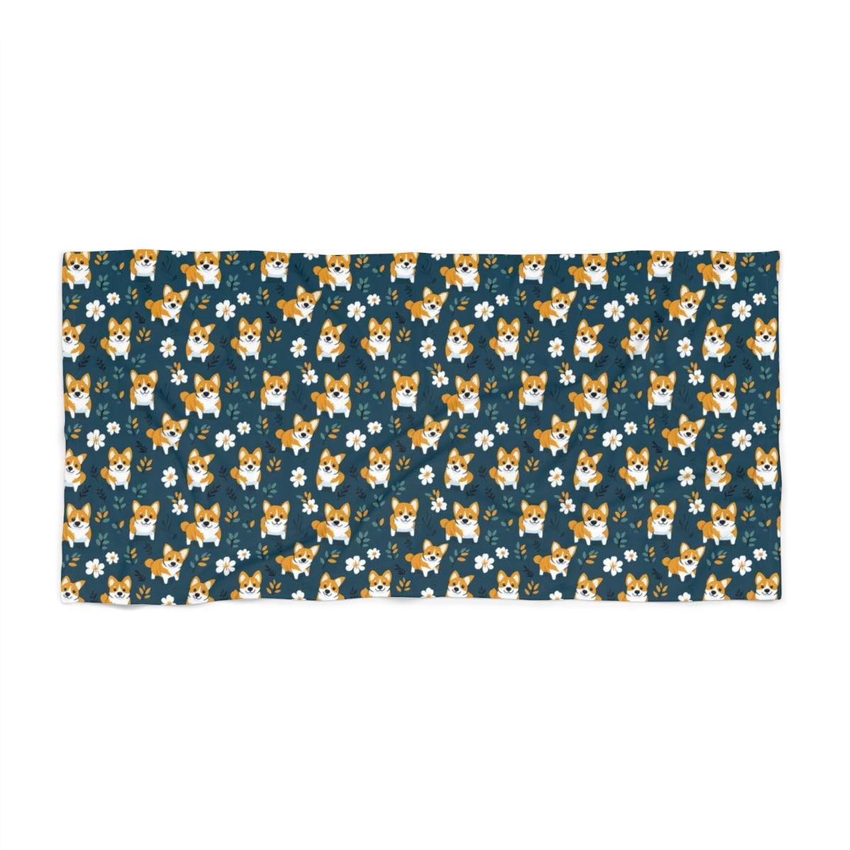Twilight Garden Corgis Beach Towel
