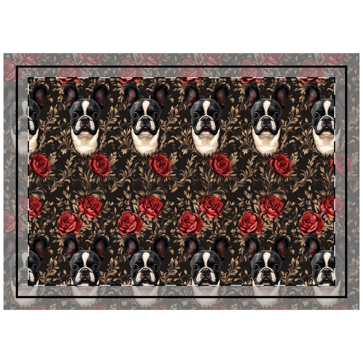 Victorian Rose Frenchies Throw Pillow