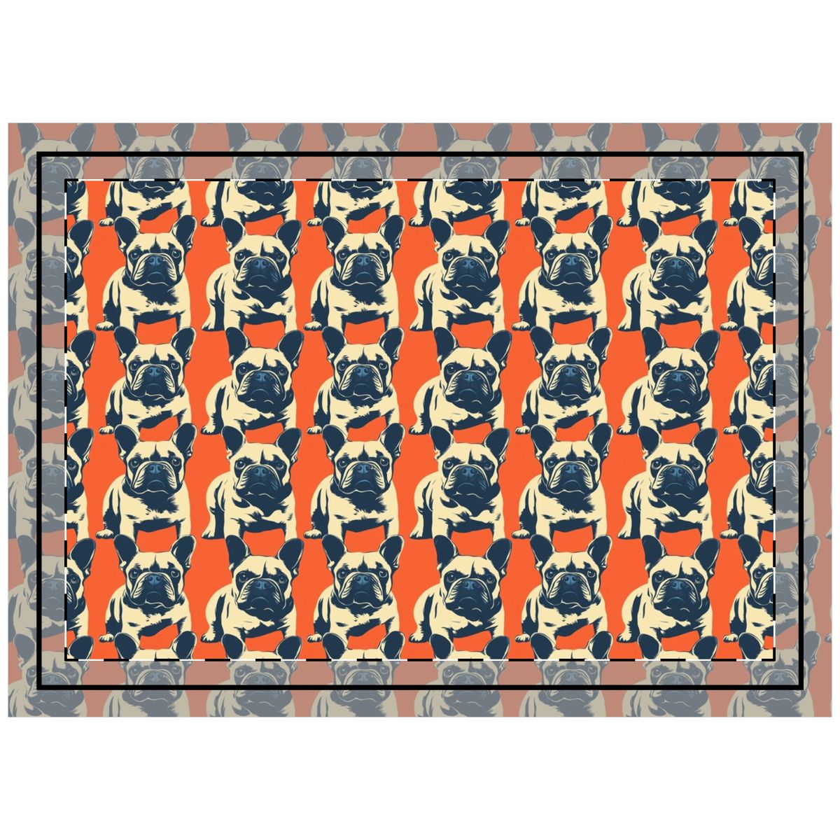 Vintage Denim Frenchies Throw Pillow