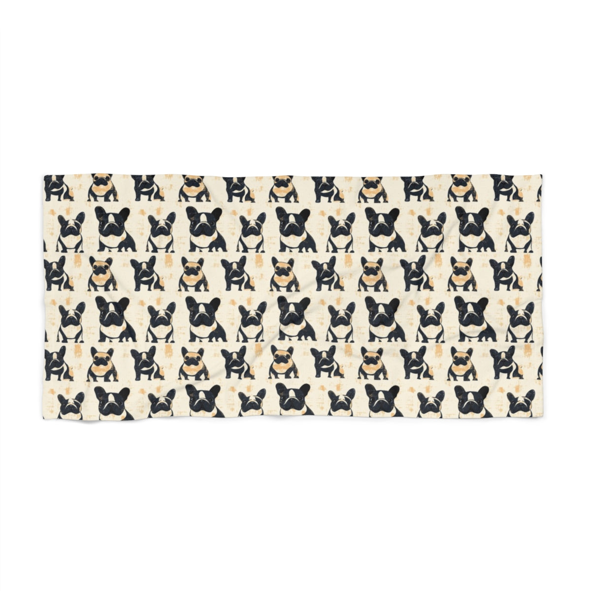 Vintage Frenchie Block Print Beach Towel