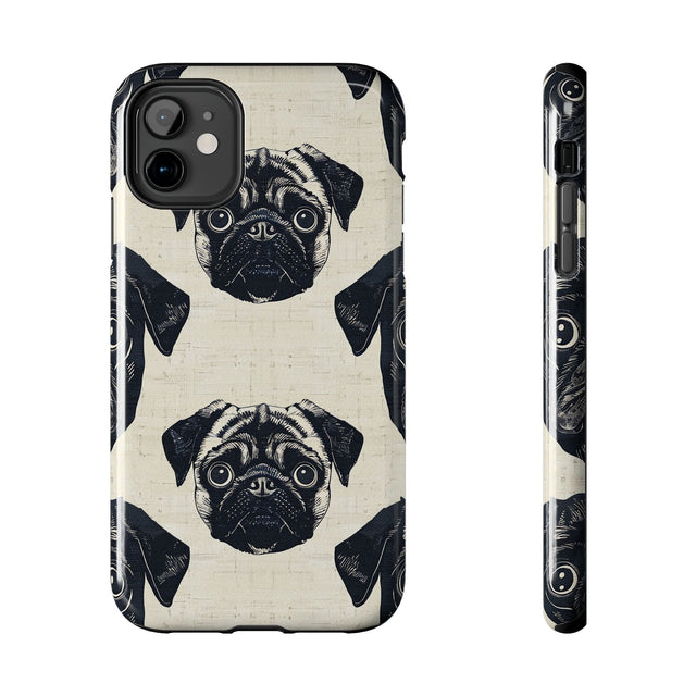 Woodcut Pug Society Phone Case