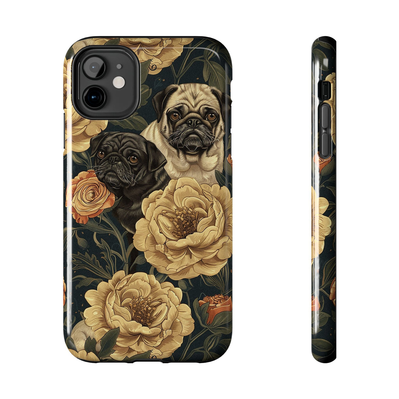 Golden Blooms Pugs Phone Case