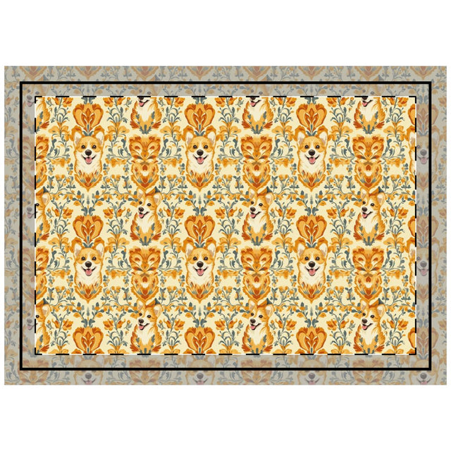 Amber Baroque Corgis Throw Pillow