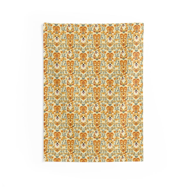 Amber Baroque Corgis Wall Tapestry
