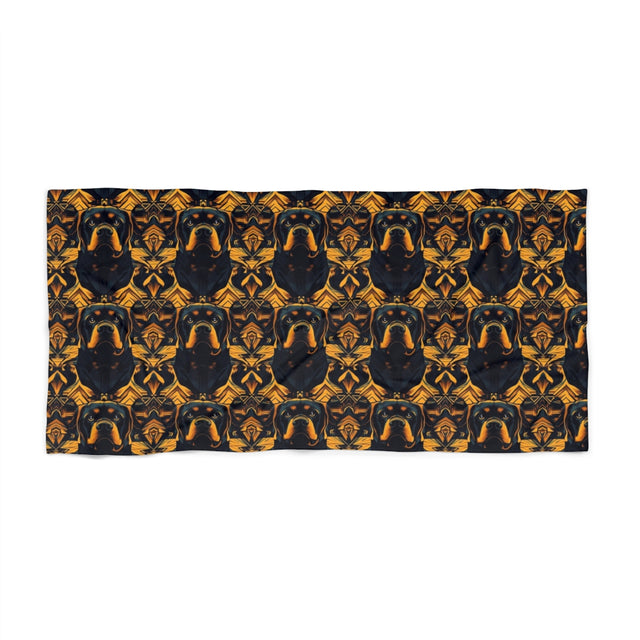 Art Deco Rottweiler Royalty Beach Towel