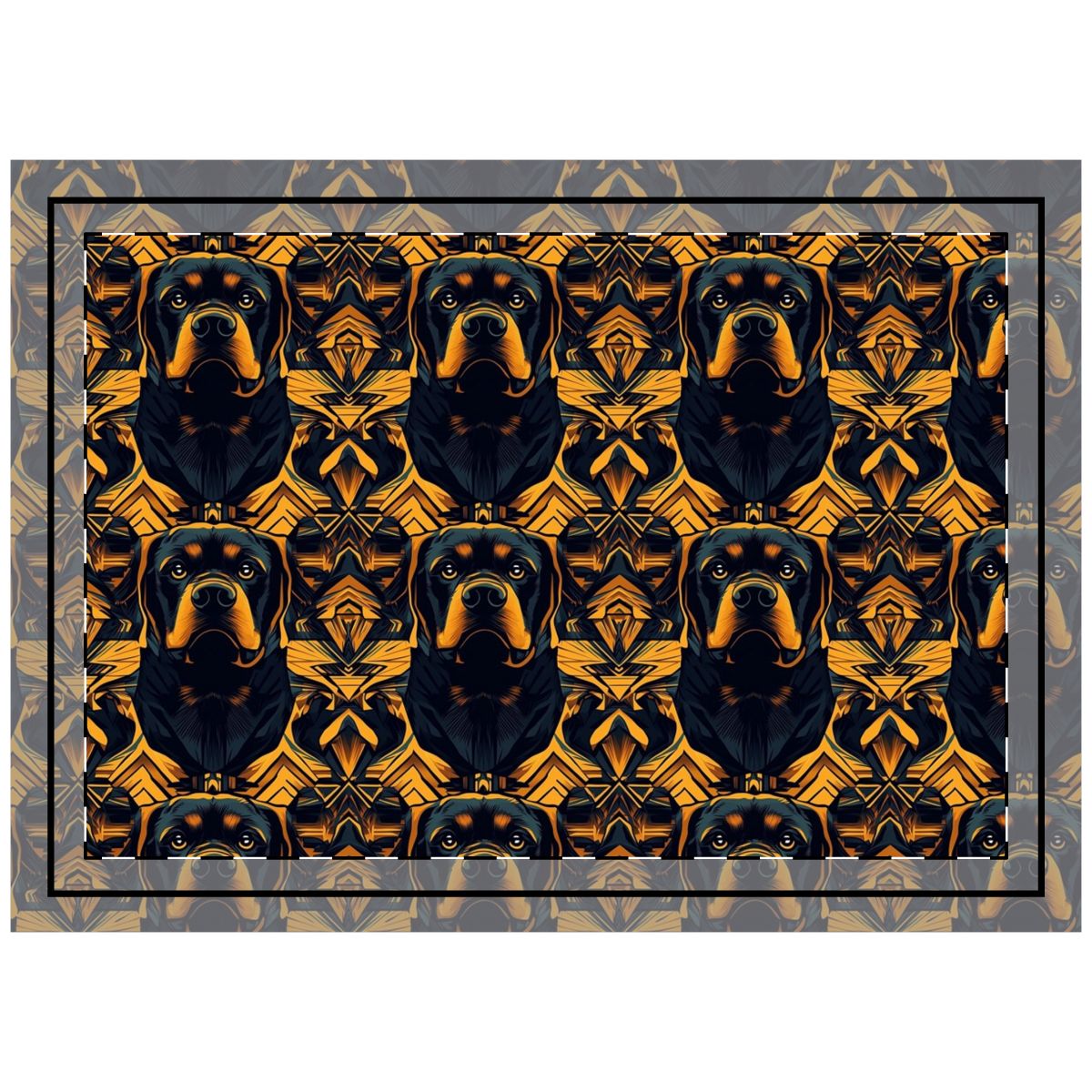Art Deco Rottweiler Royalty Throw Pillow