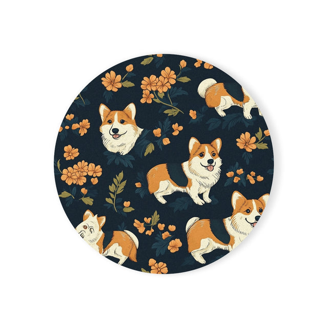 Autumn Bloom Corgis Coasters